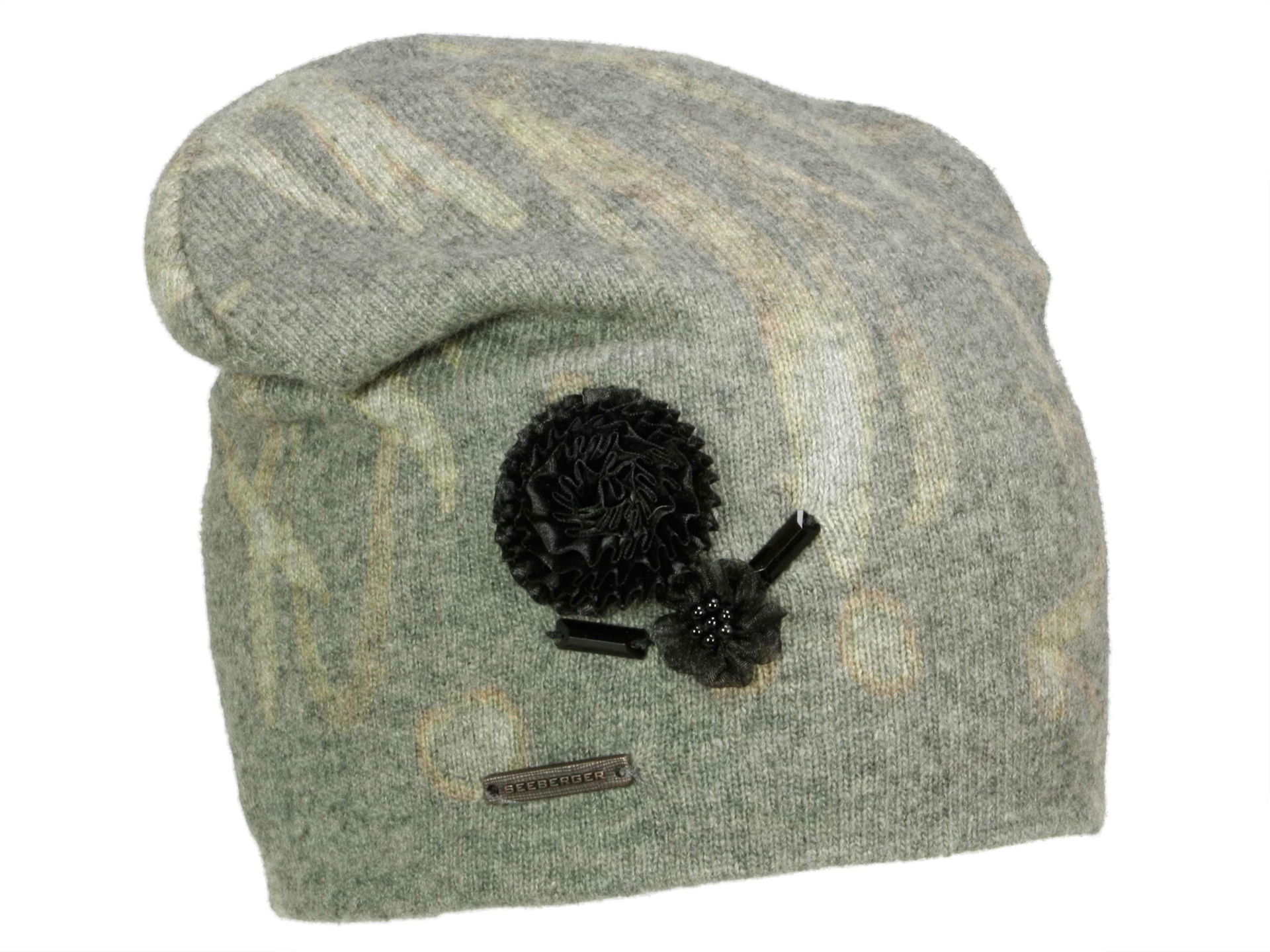 Seeberger Mütze Beanie Headsock mit Print aus Kaschmir