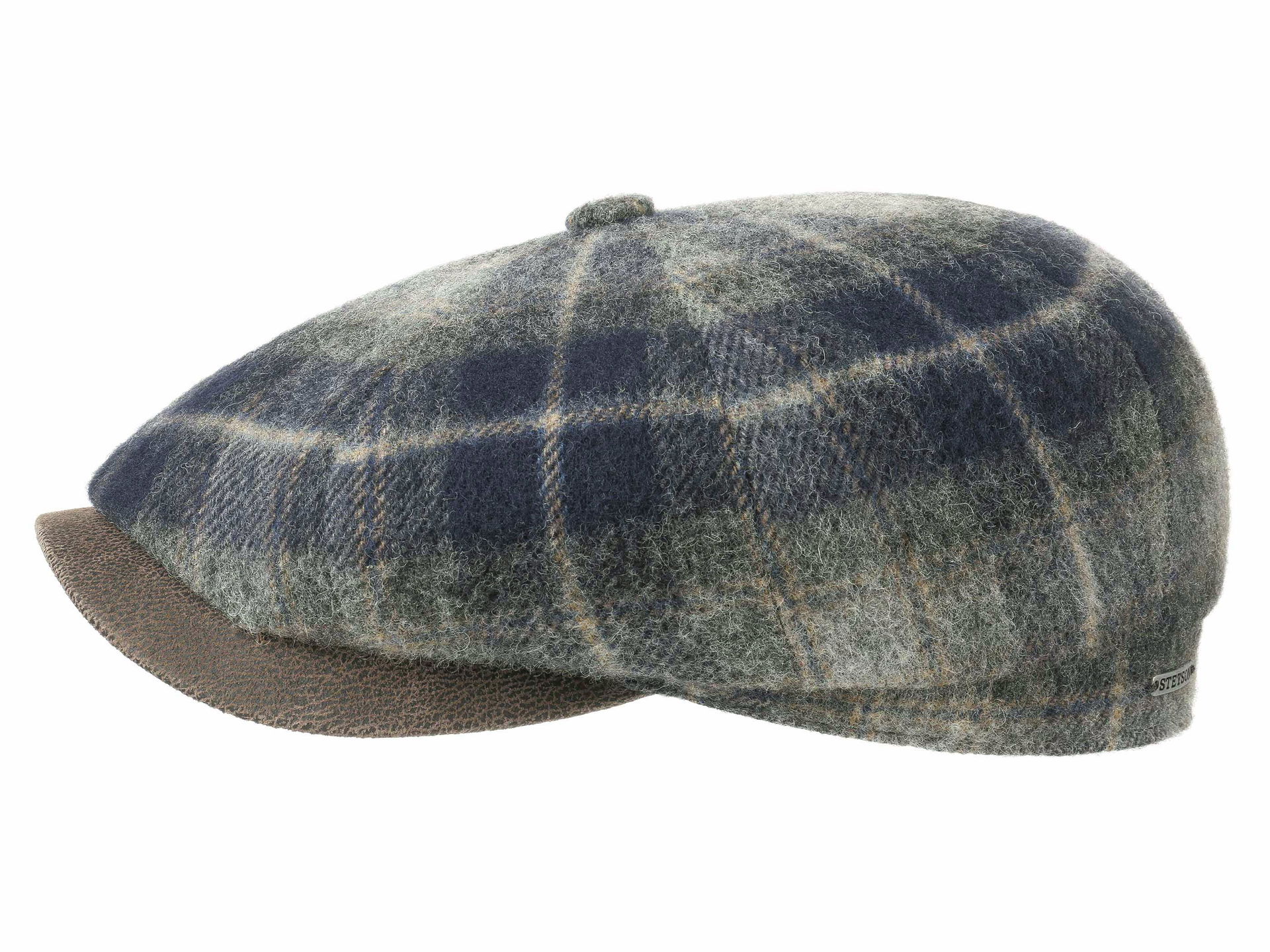 Stetson Hatteras Lambswool Check 8 Panel Newsboy Flatcap